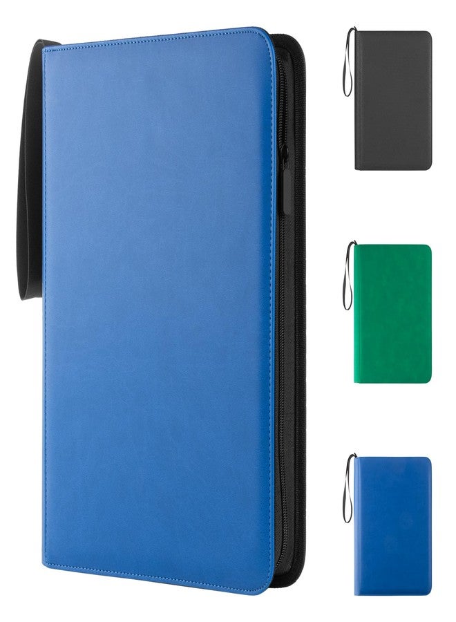 Prilino 9 Pocket Trading Card Binder - 432 Card Storage Capacity Card Binder, Premium Double-Sided PU Leather with Zip Closure, TCG/Games/Sports Card Protector & Album Folder for Collectors (Blue) - Image 1